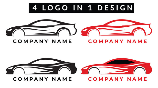 Set of 4 car logo designs, vector automotive logos