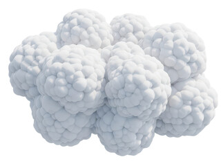 A cluster of white cauliflower florets isolated on transparent background