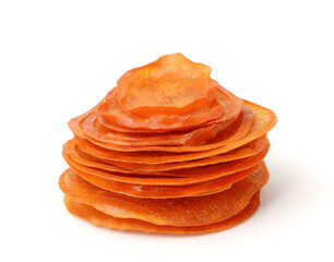 Stack of dried slices of persimmon fruit
