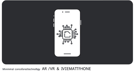 Minimalist graphic of a smartphone with an integrated circuit chip illustration