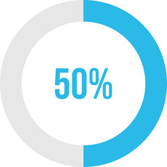 Pie Chart Showing 50 Percent in Blue and Gray