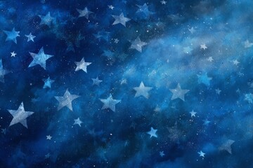 Dreamy Starry Night Sky: Ethereal Blue Canvas with Glowing Stars