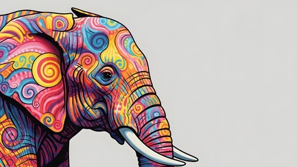 Vibrant holi celebration with colorful elephant illustration