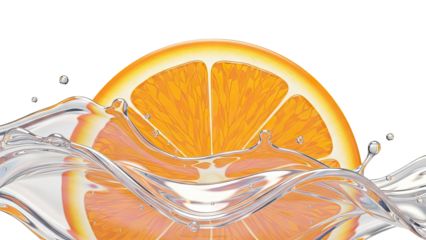 Orange Slice Splashing in Water