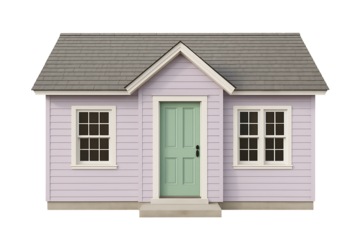 Charming suburban small wooden house structure 3D illustration for housing and mortgage designs.