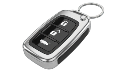 Modern Car Key Fob with Lock, Unlock, and Trunk Buttons