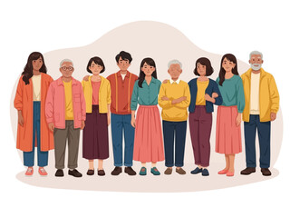 Fototapeta premium A colorful illustration of people working and relaxing in various settings and poses