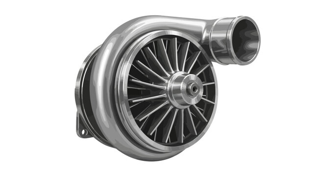 Stylized grayscale illustration of a centrifugal compressor wheel and housing
