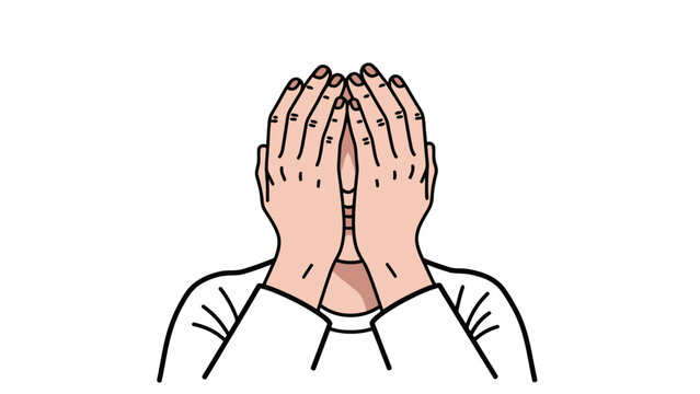 Stylized illustration of a person covering their face with both hands