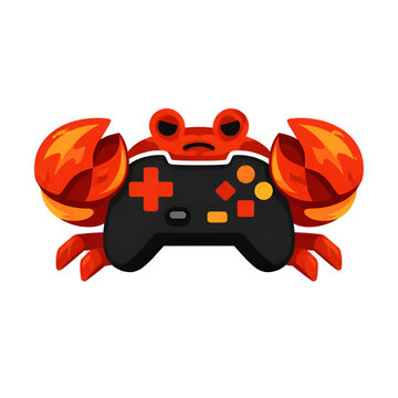 Guardian Crab Game Hero Icon with Controller Armor &ndash; Flat Vector UI Character