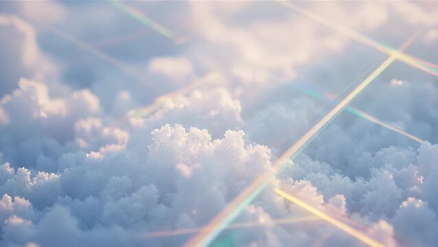 Soft Clouds with Colorful Light Reflections in a Bright Sky