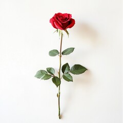 Fototapeta premium A fresh red rose flower minimalist botanical romantic.