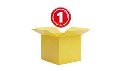 Yellow Open Box with Number 1 Icon