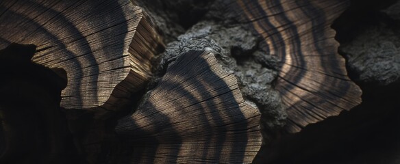 Naklejka premium shadowed wood grains dance with rich textures and depth like nature's artistry at play