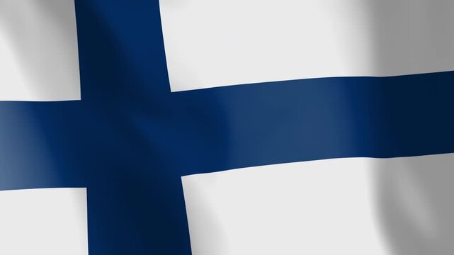 Flag of Finland animated background. Symbol of the Finnish nation and the culture. Waving flag in the wind footage. The sign is also called siniristilippu.