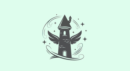 Obraz premium Abstract illustration of a tower with wings