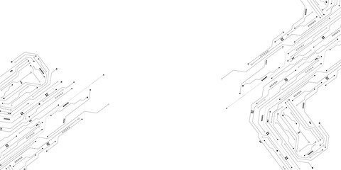 Vector Technology black circuit diagram concept. Abstract technology on white background. High-tech circuit board.