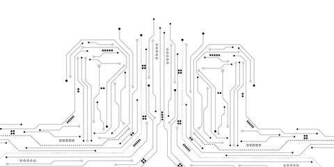 Vector Technology black circuit diagram concept. Abstract technology on white background. High-tech circuit board.