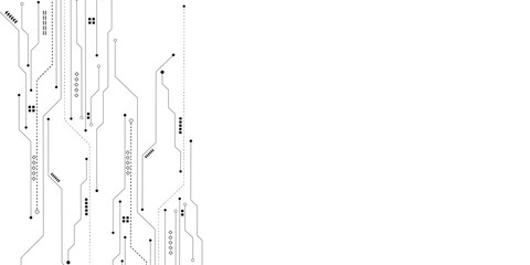 Abstract digital technology futuristic internet network speed connection white and black background. Technology background with crossed lines and dots.
