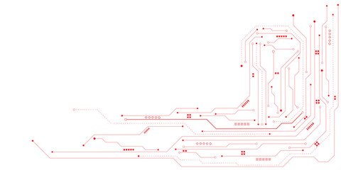 Abstract digital technology futuristic internet network speed connection red and white background. Technology background with crossed lines and dots.