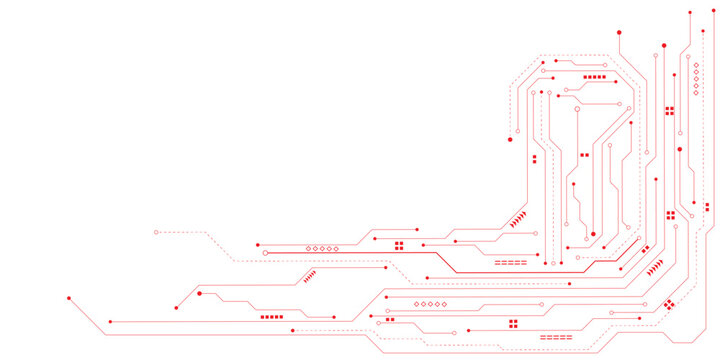 Abstract digital technology futuristic internet network speed connection red and white background. Technology background with crossed lines and dots.