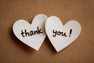 Heartfelt Gratitude: Two Paper Hearts Expressing Thanks with Simple Elegance
