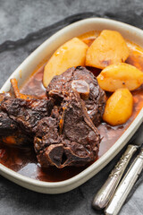 Chanfana a traditional Portuguese dish made of slow-cooked goat stewed in red wine