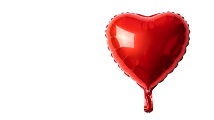 Red heart shaped balloon isolated on transparent background