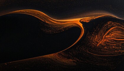 Swirling orange-gold fluid pattern on dark background with motion and depth