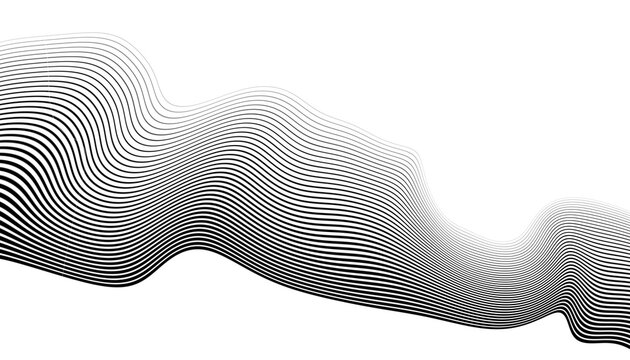 Abstract wave background, black and white wavy stripes or lines design. Overlay transparent background. Light blur effect