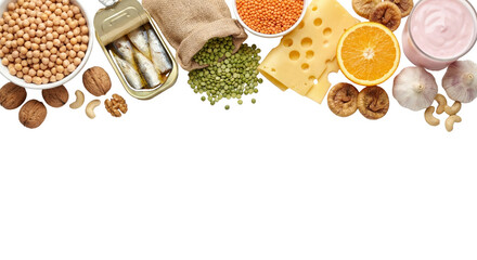 Assortment of Healthy Foods: Protein, Fats, Carbohydrates, Vitamins