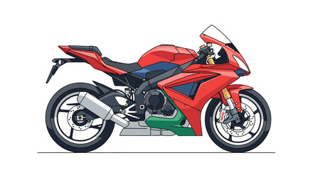 Obraz premium Sleek red sport motorcycle vector illustration on white background.