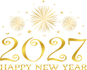 happy new year 2027 - golden design, golden fireworks ver 3