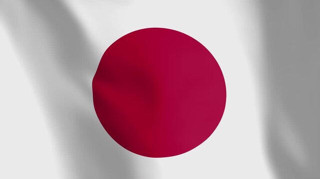 Flag of Japan animated background. Symbol of the Japanese nation and the culture. Waving flag in the wind footage. The sign is also called Nisshoki (flag of the sun).