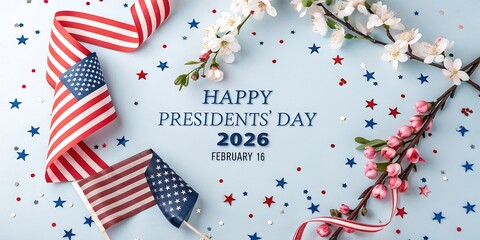 Obraz premium Celebrating presidents' day 2026 with patriotic decorations