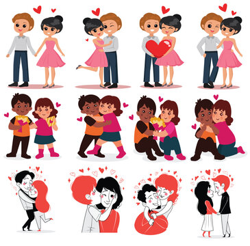 Valentines Day Couple Love Illustration Set