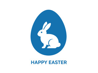 Fototapeta premium Happy Easter Bunny in Blue Egg Icon.