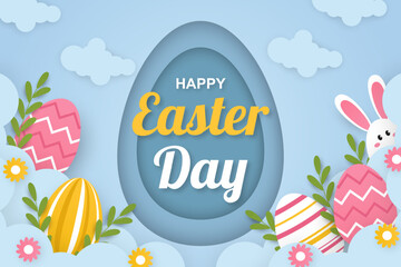 Happy easter day in paper style