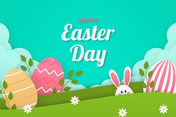 Happy easter day in paper style