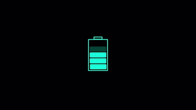 0 to 100% Battery full fast charging animation . Charging screen 0% percent, screen call phone display charging battery, mobile battery charging inn transparent background in 4K animation