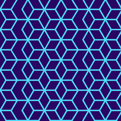 Fototapeta premium Geometric Pattern with Interlocking Hexagons in Dark Blue and Light Blue Colors Vector Background Illustration