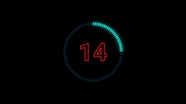 20 seconds countdown timer neon from 20 to 0 4K video