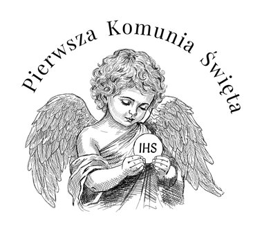 PIERWSZA KOMUNIA ŚWIĘTA, ANIOŁEK Z OPŁATKIEM rysunek