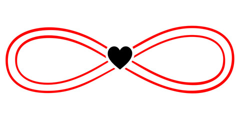 Minimalist Infinity Sign Featuring a Solid Black Heart for Forever Love and Unity Themes Valentines Day Marketing Campaigns Stylish Wedding Stationery Design and Professional Digital Art Illustration