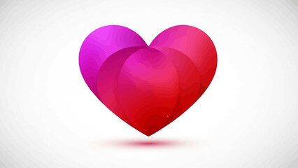 Abstract heart shape with gradient pink to red colors on white background