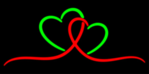 Fototapeta premium Professional Minimalist Duo of Glowing Red and Green Heart Sketches for Contemporary Branding Identity Romantic Social Media Promotions High Quality Wedding Anniversary Invitations and Artistic Vector