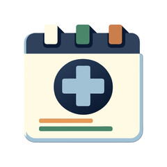 Obraz premium Healthcare appointment schedule icon for medical websites and apps, featuring a plus symbol. Ideal for digital healthcare platforms.