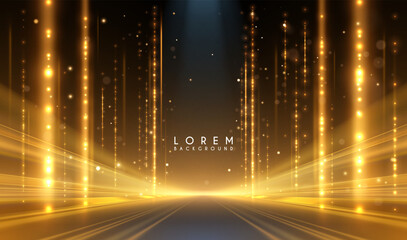 Golden light rays effect with sparks