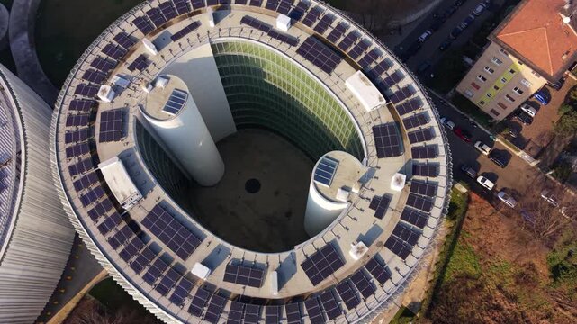 Modern University Architecture and Geometric Buildings Aerial