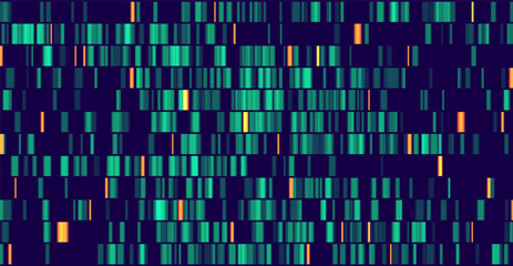 Genomic data visualization. Abstract DNA sequencing and genome mapping graphics. Scientific concept for medical research, biotechnology, and genetic testing. Vector illustration.